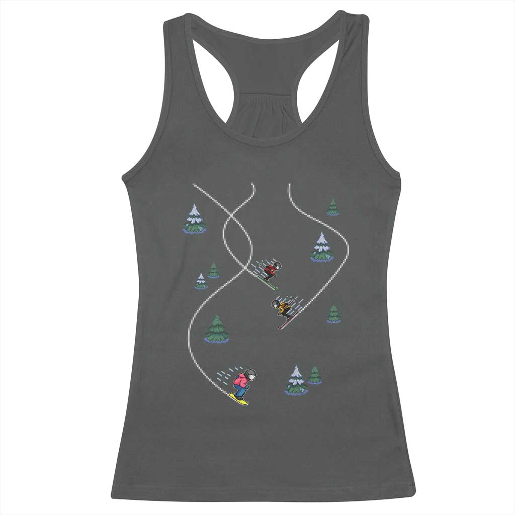 Funny Pixel Ski Snowboard Winter Sport Game Lover Racerback Tank Top TS11 Dark Heather Print Your Wear