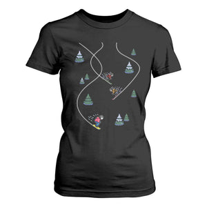 Funny Pixel Ski Snowboard Winter Sport Game Lover T Shirt For Women TS11 Black Print Your Wear