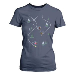Funny Pixel Ski Snowboard Winter Sport Game Lover T Shirt For Women TS11 Navy Print Your Wear