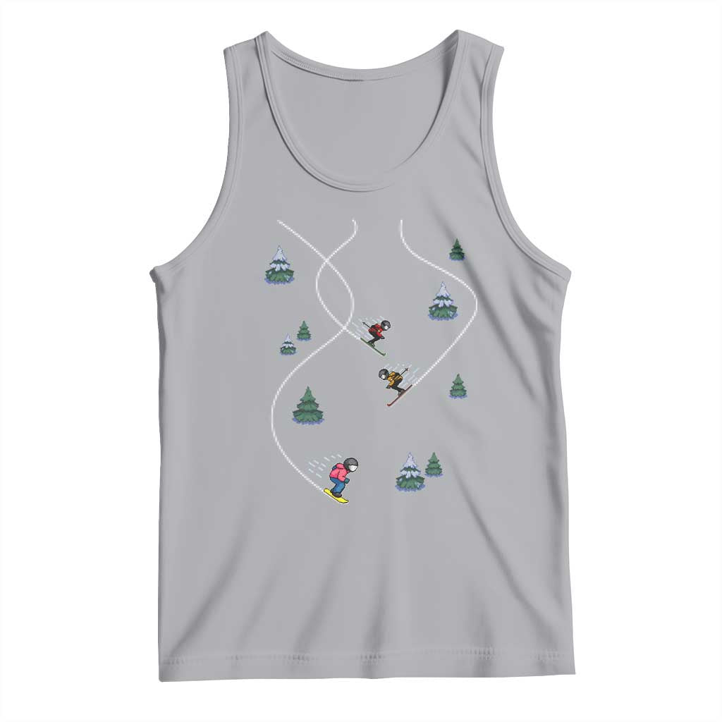Funny Pixel Ski Snowboard Winter Sport Game Lover Tank Top TS11 Athletic Heather Print Your Wear