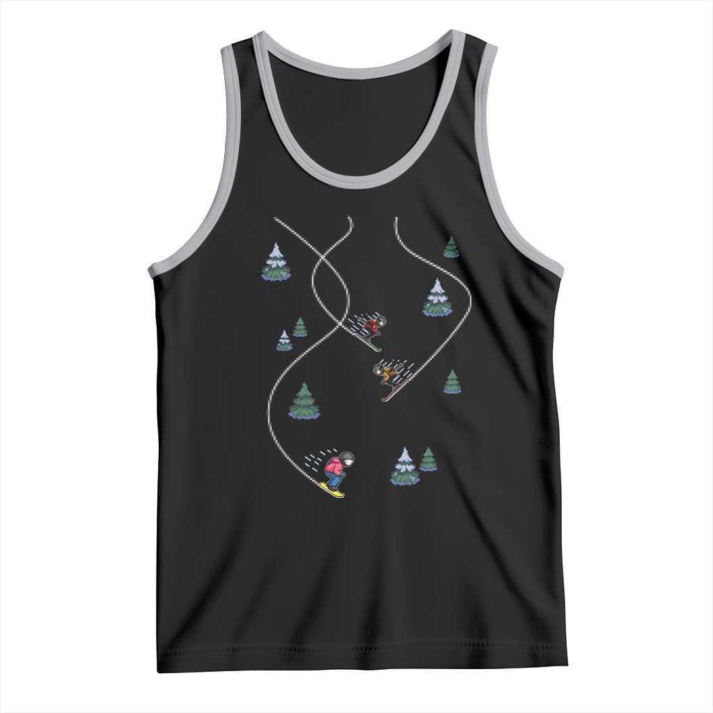 Funny Pixel Ski Snowboard Winter Sport Game Lover Tank Top TS11 Black Athletic Heather Print Your Wear