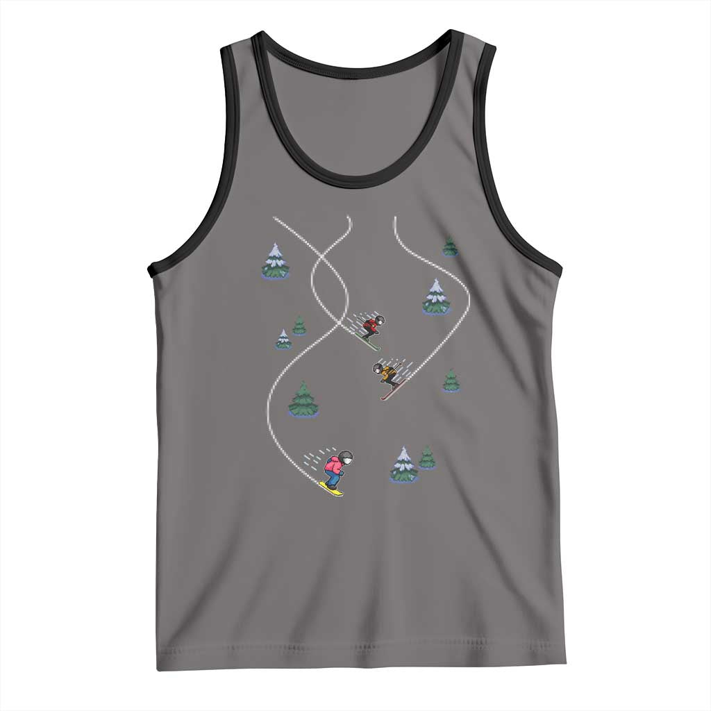 Funny Pixel Ski Snowboard Winter Sport Game Lover Tank Top TS11 Deep Heather Black Print Your Wear