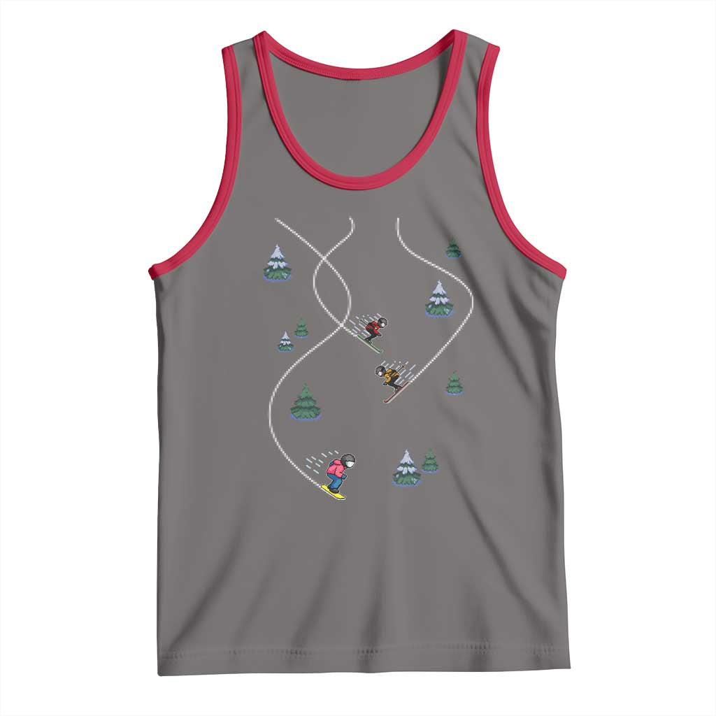 Funny Pixel Ski Snowboard Winter Sport Game Lover Tank Top TS11 Deep Heather Red Print Your Wear