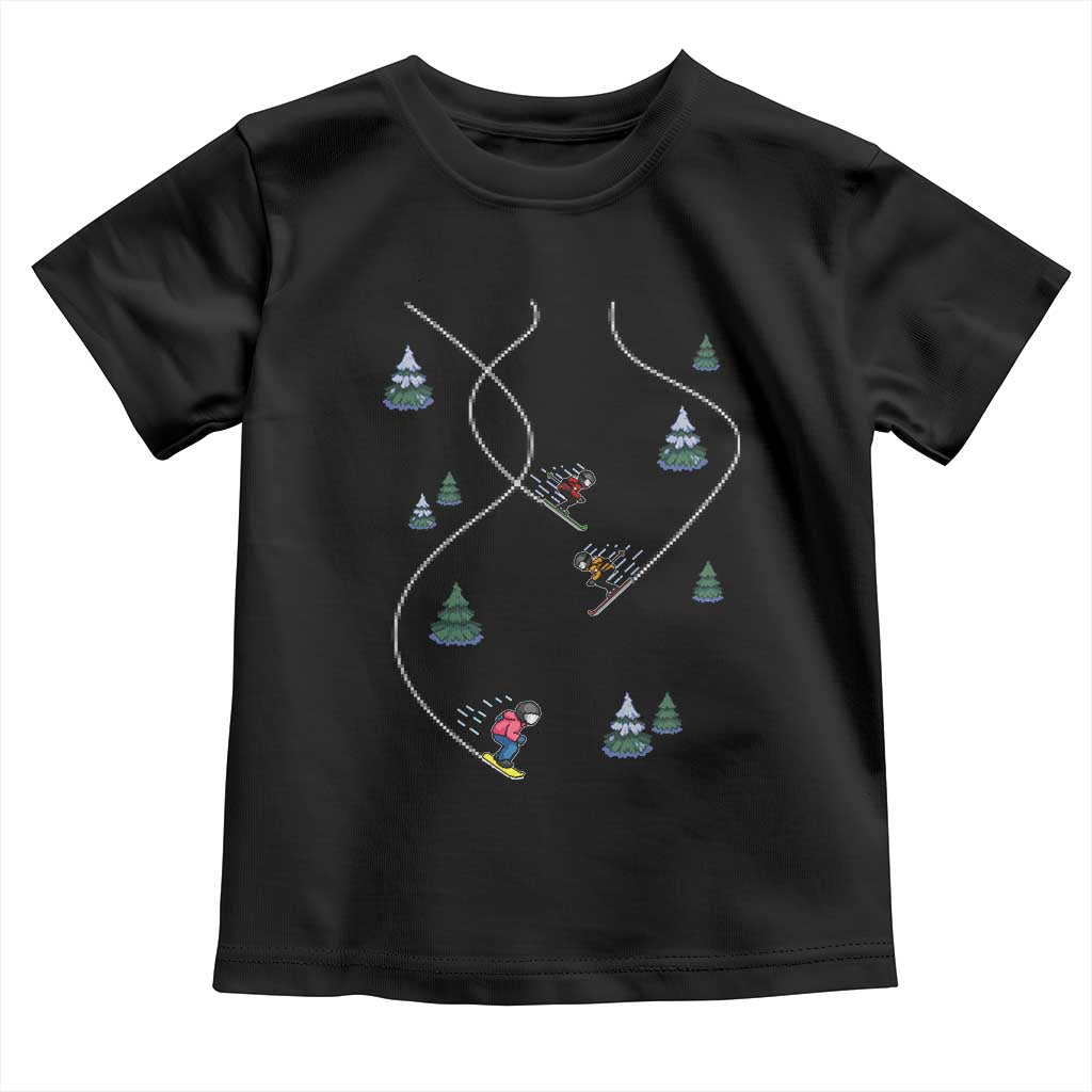 Funny Pixel Ski Snowboard Winter Sport Game Lover Toddler T Shirt TS11 Black Print Your Wear