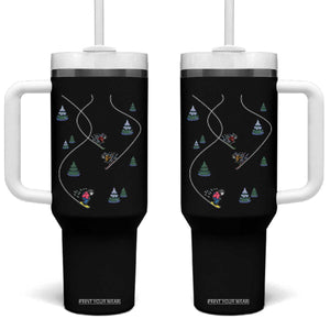 Funny Pixel Ski Snowboard Winter Sport Game Lover Tumbler With Handle TS11 One Size: 40 oz Black Print Your Wear