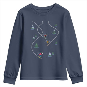 Funny Pixel Ski Snowboard Winter Sport Game Lover Youth Sweatshirt TS11 Navy Print Your Wear