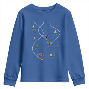 Funny Pixel Ski Snowboard Winter Sport Game Lover Youth Sweatshirt TS11 Royal Blue Print Your Wear