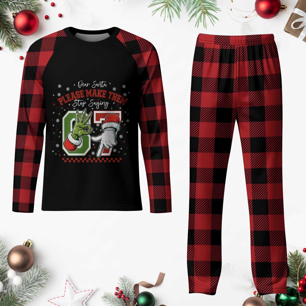 Funny Dear Santa Please Make Them Stop Saying 67 Christmas Plaid Pajama Set Six Seven Meme Xmas TS11 Buffalo Plaid Print Your Wear