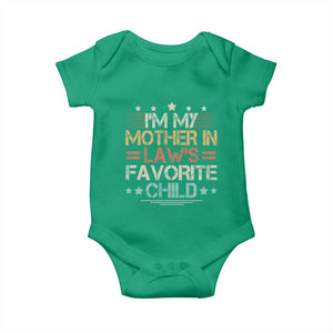 I Am My Mother In Laws Favorite Child Baby Onesie Family Humor TS11 Irish Green Print Your Wear