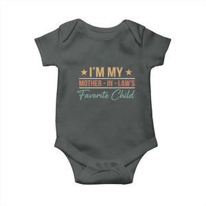 I Am My Mother In Laws Favorite Child Baby Onesie Funny Parent TS11 Dark Heather Print Your Wear