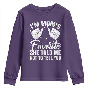 I Am Moms Favorite She Told Me Not To Tell You Youth Sweatshirt TS11 Purple Print Your Wear