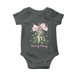 Funny Christmas Mahjong Baby Onesie Merry Mahj Xmas Tree Gambling Chinese Game TS11 Dark Heather Print Your Wear