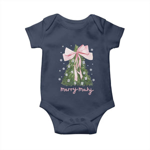 Funny Christmas Mahjong Baby Onesie Merry Mahj Xmas Tree Gambling Chinese Game TS11 Navy Print Your Wear