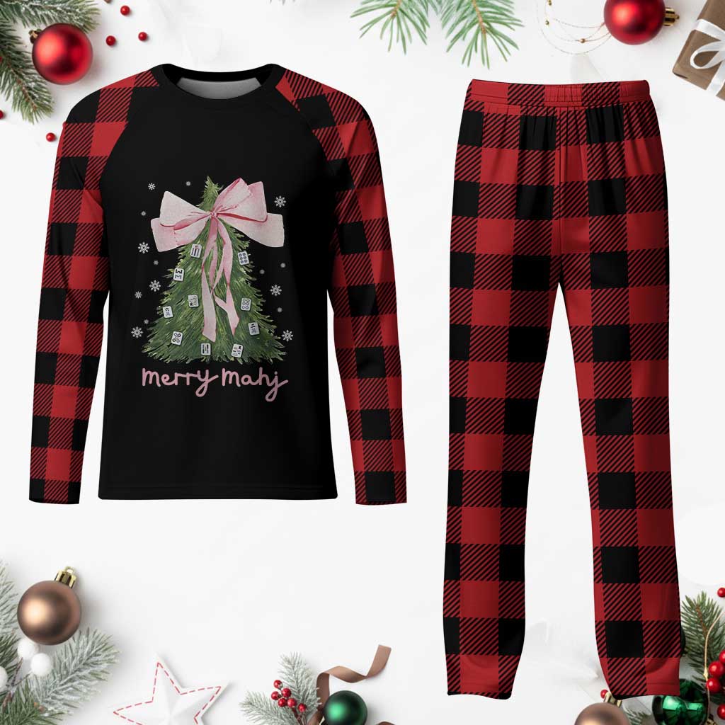 Funny Christmas Mahjong Plaid Pajama Set Merry Mahj Xmas Tree Gambling Chinese Game TS11 Buffalo Plaid Print Your Wear