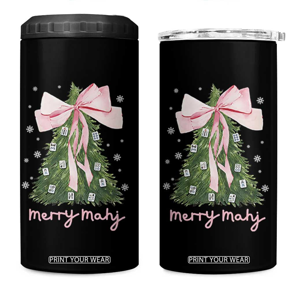 Funny Christmas Mahjong 4 in 1 Can Cooler Tumbler Merry Mahj Xmas Tree Gambling Chinese Game TS11 One Size: 16 oz Black Print Your Wear