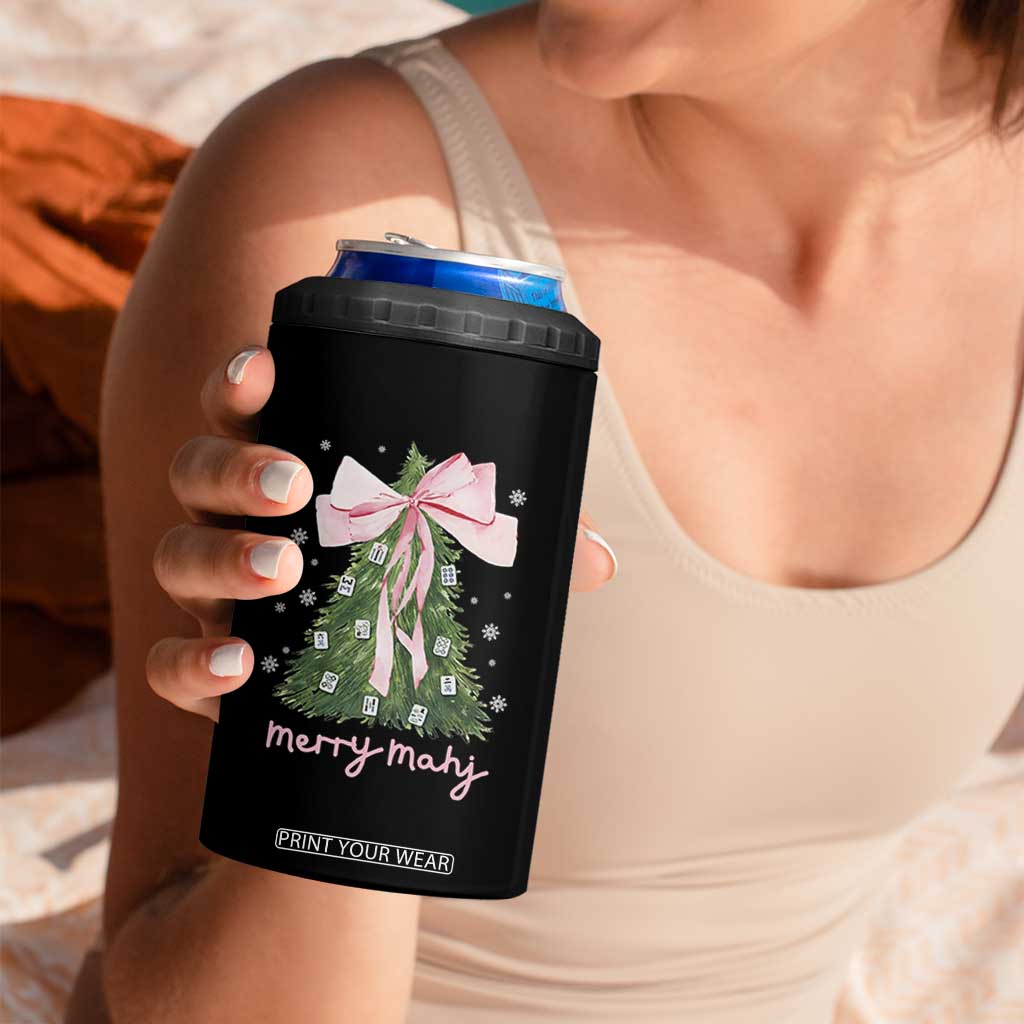 Funny Christmas Mahjong 4 in 1 Can Cooler Tumbler Merry Mahj Xmas Tree Gambling Chinese Game TS11 Print Your Wear
