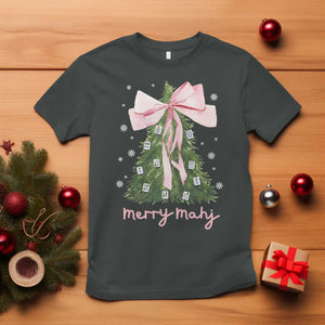 Funny Christmas Mahjong T Shirt Merry Mahj Xmas Tree Gambling Chinese Game TS11 Dark Heather Print Your Wear