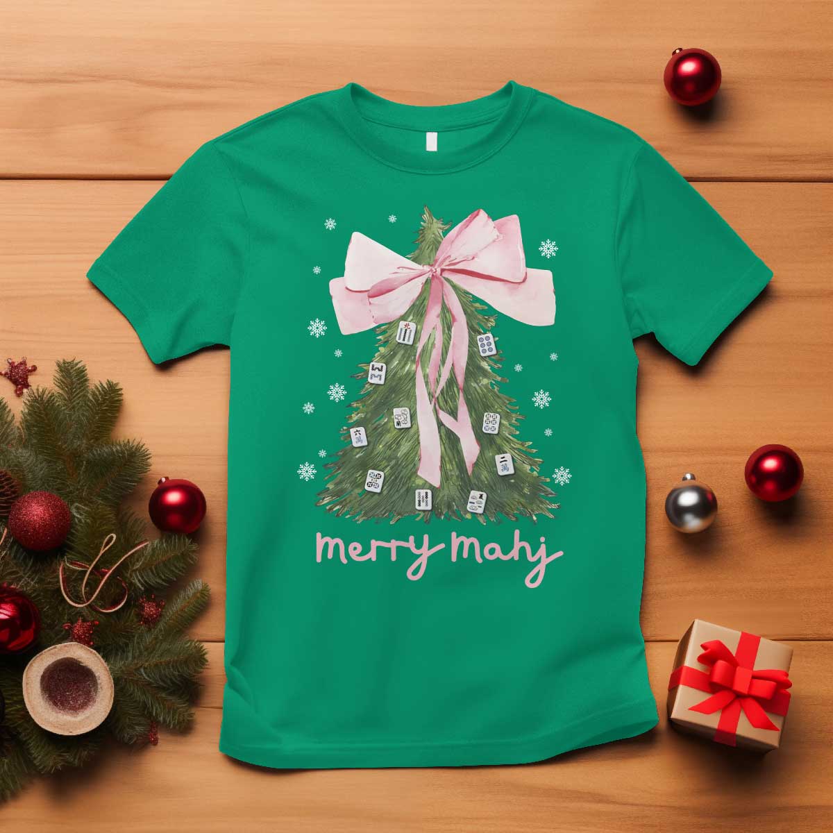 Funny Christmas Mahjong T Shirt Merry Mahj Xmas Tree Gambling Chinese Game TS11 Irish Green Print Your Wear