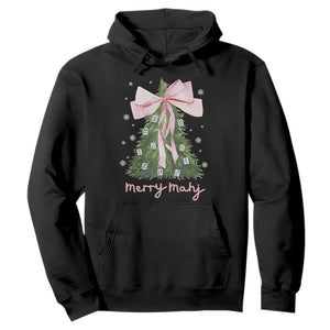 Funny Christmas Mahjong Hoodie Merry Mahj Xmas Tree Gambling Chinese Game TS11 Black Print Your Wear