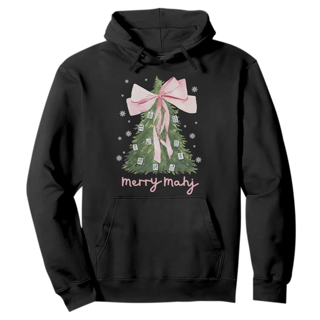 Funny Christmas Mahjong Hoodie Merry Mahj Xmas Tree Gambling Chinese Game TS11 Black Print Your Wear