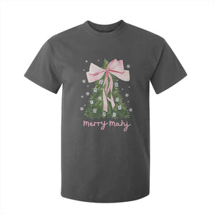 Funny Christmas Mahjong T Shirt For Kid Merry Mahj Xmas Tree Gambling Chinese Game TS11 Dark Heather Print Your Wear
