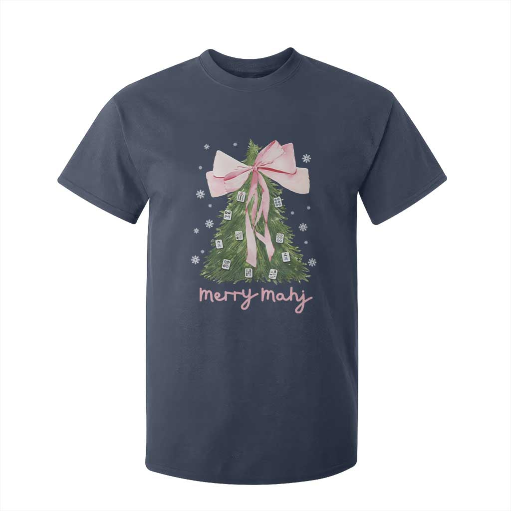 Funny Christmas Mahjong T Shirt For Kid Merry Mahj Xmas Tree Gambling Chinese Game TS11 Navy Print Your Wear