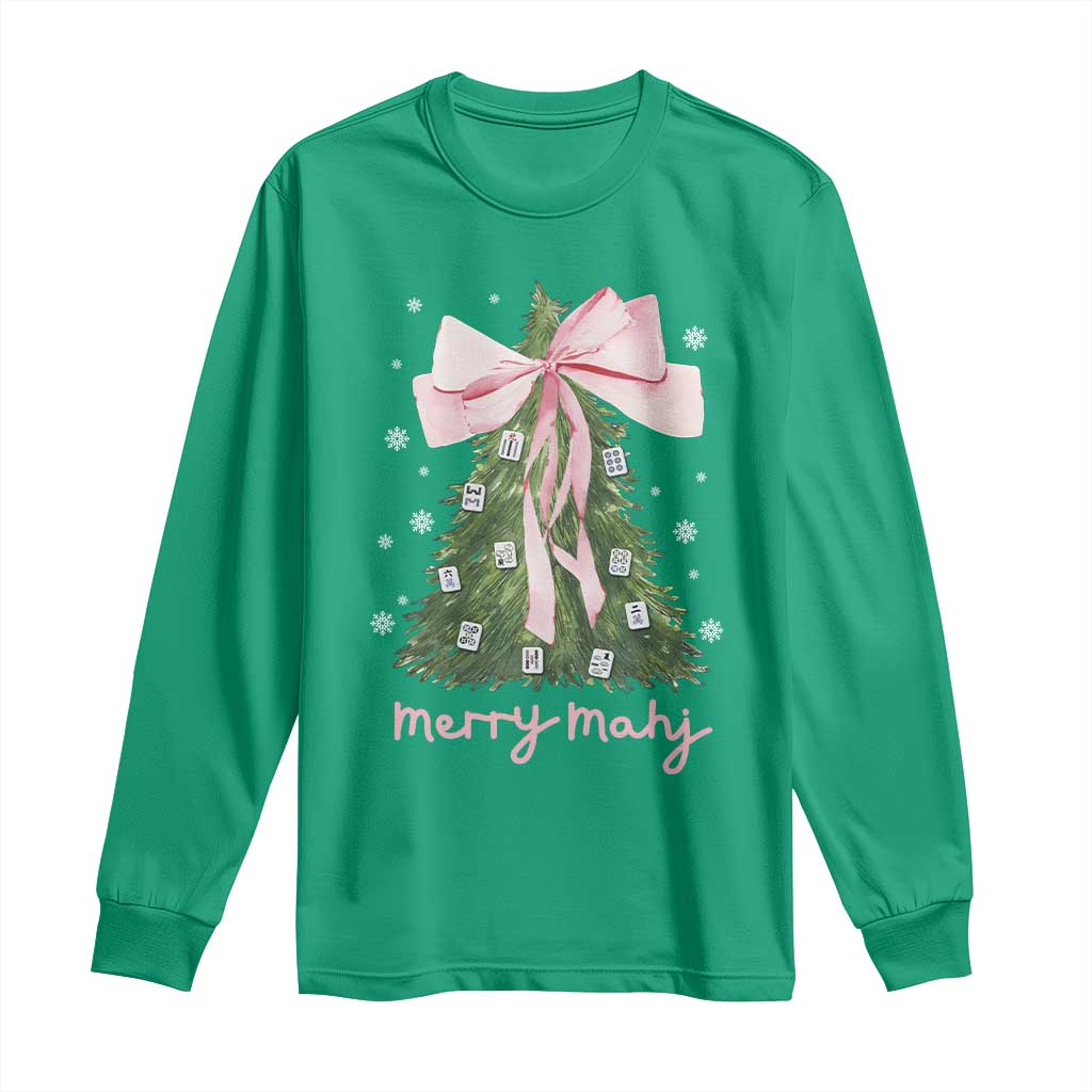 Funny Christmas Mahjong Long Sleeve Shirt Merry Mahj Xmas Tree Gambling Chinese Game TS11 Irish Green Print Your Wear