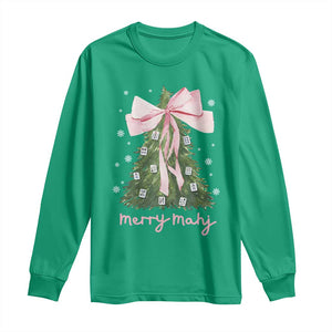 Funny Christmas Mahjong Long Sleeve Shirt Merry Mahj Xmas Tree Gambling Chinese Game TS11 Irish Green Print Your Wear