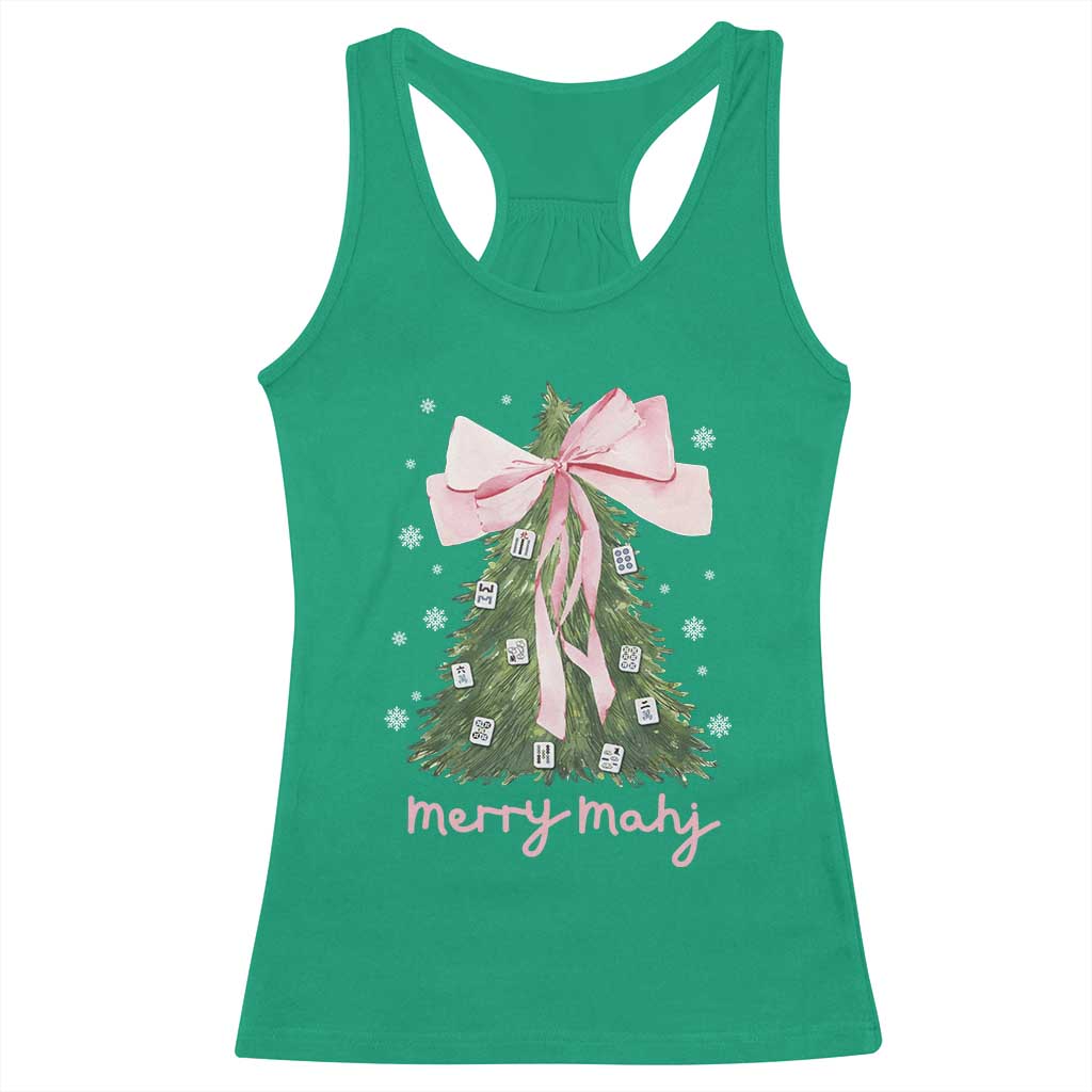 Funny Christmas Mahjong Racerback Tank Top Merry Mahj Xmas Tree Gambling Chinese Game TS11 Irish Green Print Your Wear