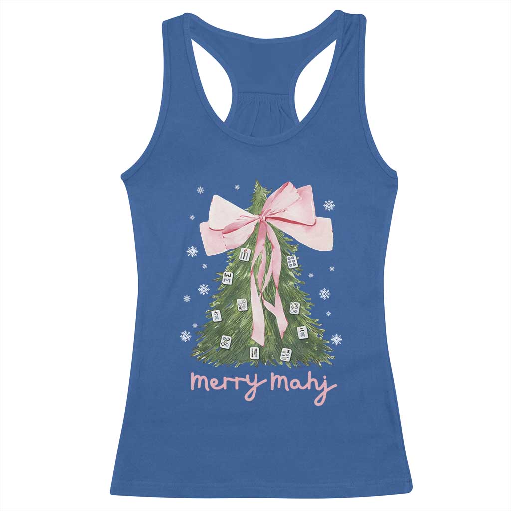 Funny Christmas Mahjong Racerback Tank Top Merry Mahj Xmas Tree Gambling Chinese Game TS11 Royal Blue Print Your Wear
