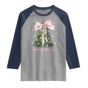 Funny Christmas Mahjong Raglan Shirt Merry Mahj Xmas Tree Gambling Chinese Game TS11 Sport Gray Navy Print Your Wear