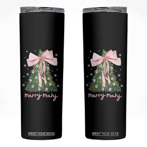 Funny Christmas Mahjong Skinny Tumbler Merry Mahj Xmas Tree Gambling Chinese Game TS11 Black Print Your Wear