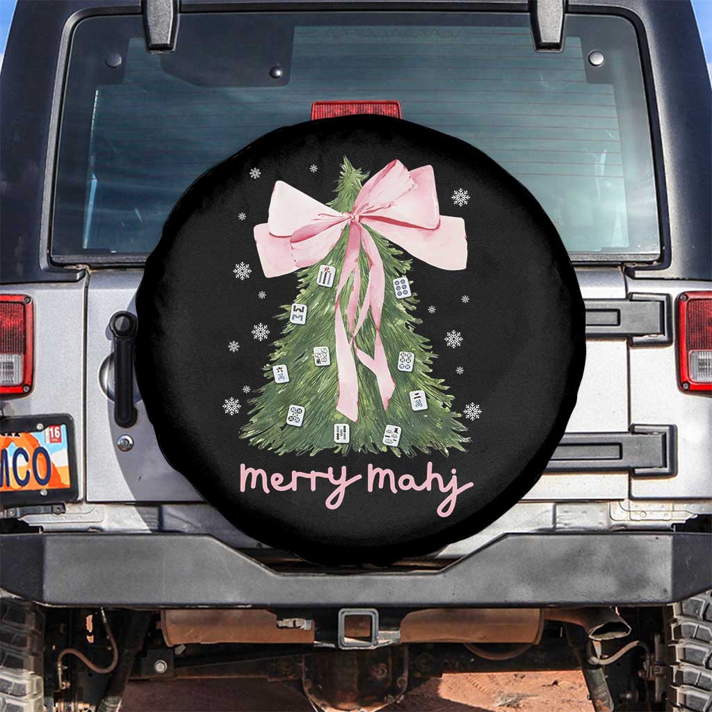 Funny Christmas Mahjong Spare Tire Cover Merry Mahj Xmas Tree Gambling Chinese Game TS11 No hole Black Print Your Wear