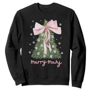 Funny Christmas Mahjong Sweatshirt Merry Mahj Xmas Tree Gambling Chinese Game TS11 Black Print Your Wear