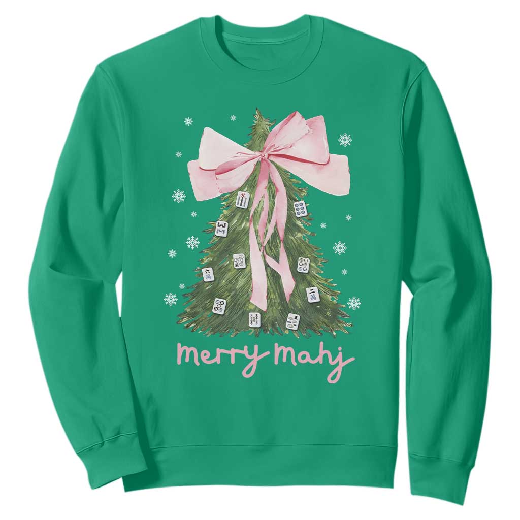 Funny Christmas Mahjong Sweatshirt Merry Mahj Xmas Tree Gambling Chinese Game TS11 Irish Green Print Your Wear