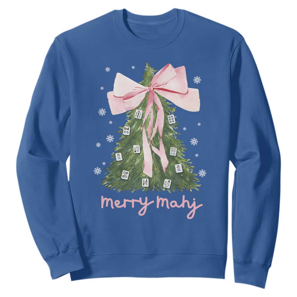 Funny Christmas Mahjong Sweatshirt Merry Mahj Xmas Tree Gambling Chinese Game TS11 Royal Blue Print Your Wear