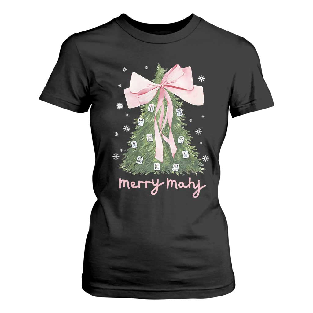 Funny Christmas Mahjong T Shirt For Women Merry Mahj Xmas Tree Gambling Chinese Game TS11 Black Print Your Wear