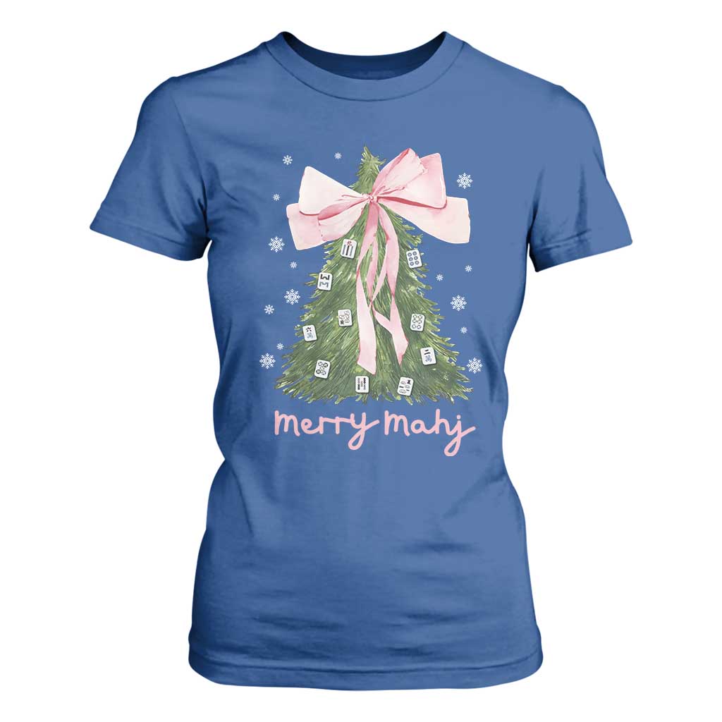 Funny Christmas Mahjong T Shirt For Women Merry Mahj Xmas Tree Gambling Chinese Game TS11 Royal Blue Print Your Wear