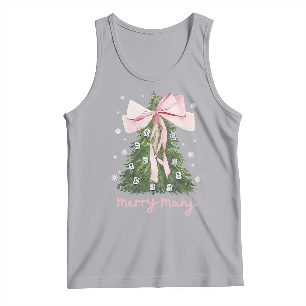 Funny Christmas Mahjong Tank Top Merry Mahj Xmas Tree Gambling Chinese Game TS11 Athletic Heather Print Your Wear
