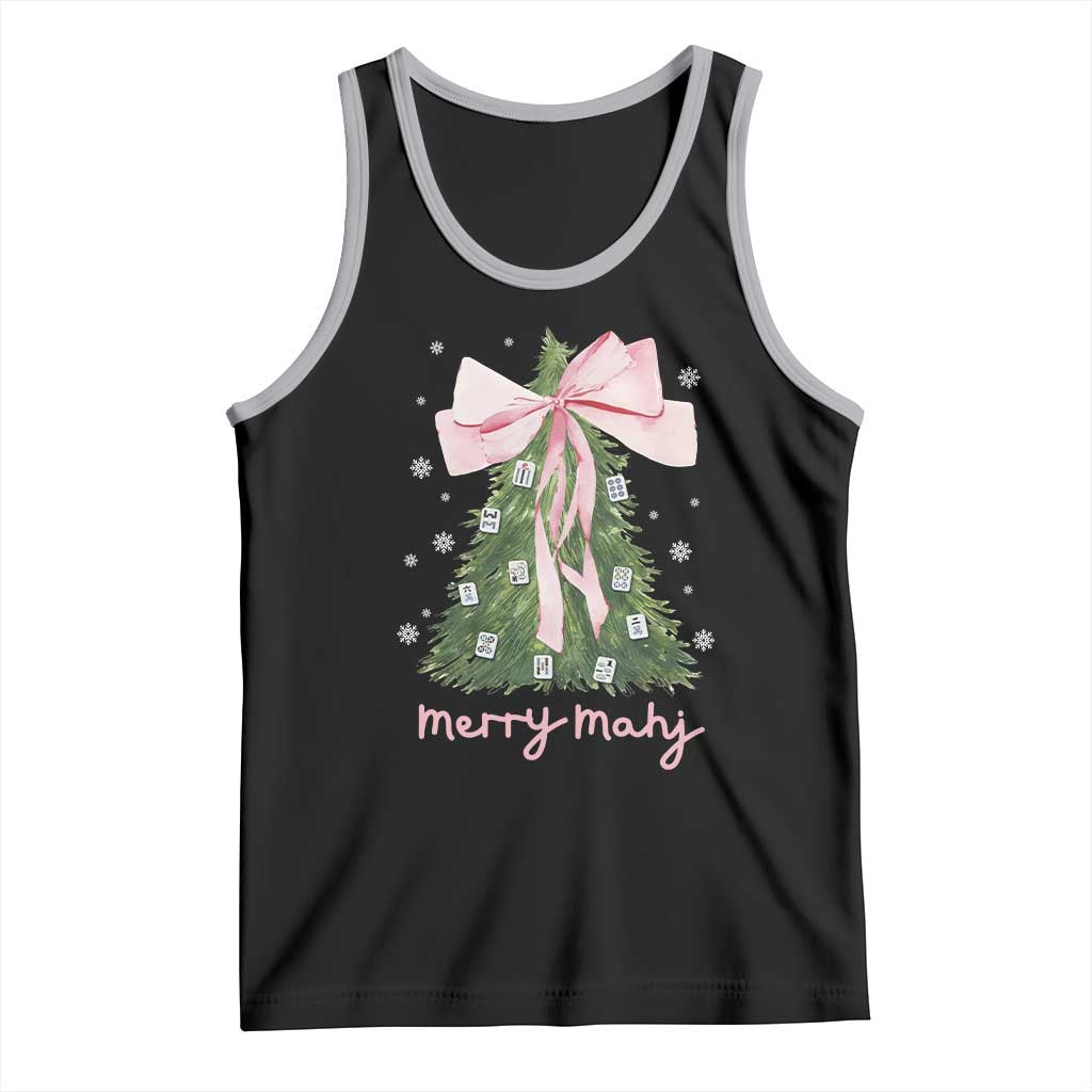 Funny Christmas Mahjong Tank Top Merry Mahj Xmas Tree Gambling Chinese Game TS11 Black Athletic Heather Print Your Wear