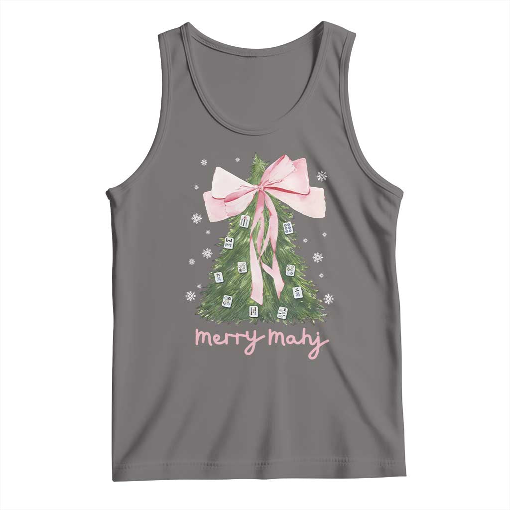 Funny Christmas Mahjong Tank Top Merry Mahj Xmas Tree Gambling Chinese Game TS11 Deep Heather Print Your Wear