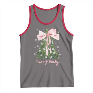 Funny Christmas Mahjong Tank Top Merry Mahj Xmas Tree Gambling Chinese Game TS11 Deep Heather Red Print Your Wear