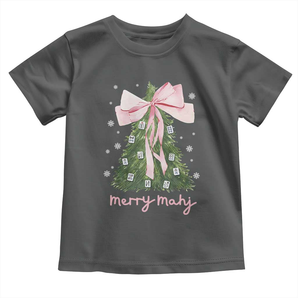 Funny Christmas Mahjong Toddler T Shirt Merry Mahj Xmas Tree Gambling Chinese Game TS11 Dark Heather Print Your Wear