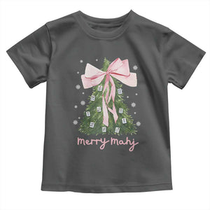 Funny Christmas Mahjong Toddler T Shirt Merry Mahj Xmas Tree Gambling Chinese Game TS11 Dark Heather Print Your Wear