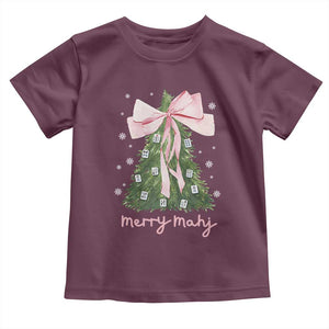 Funny Christmas Mahjong Toddler T Shirt Merry Mahj Xmas Tree Gambling Chinese Game TS11 Maroon Print Your Wear