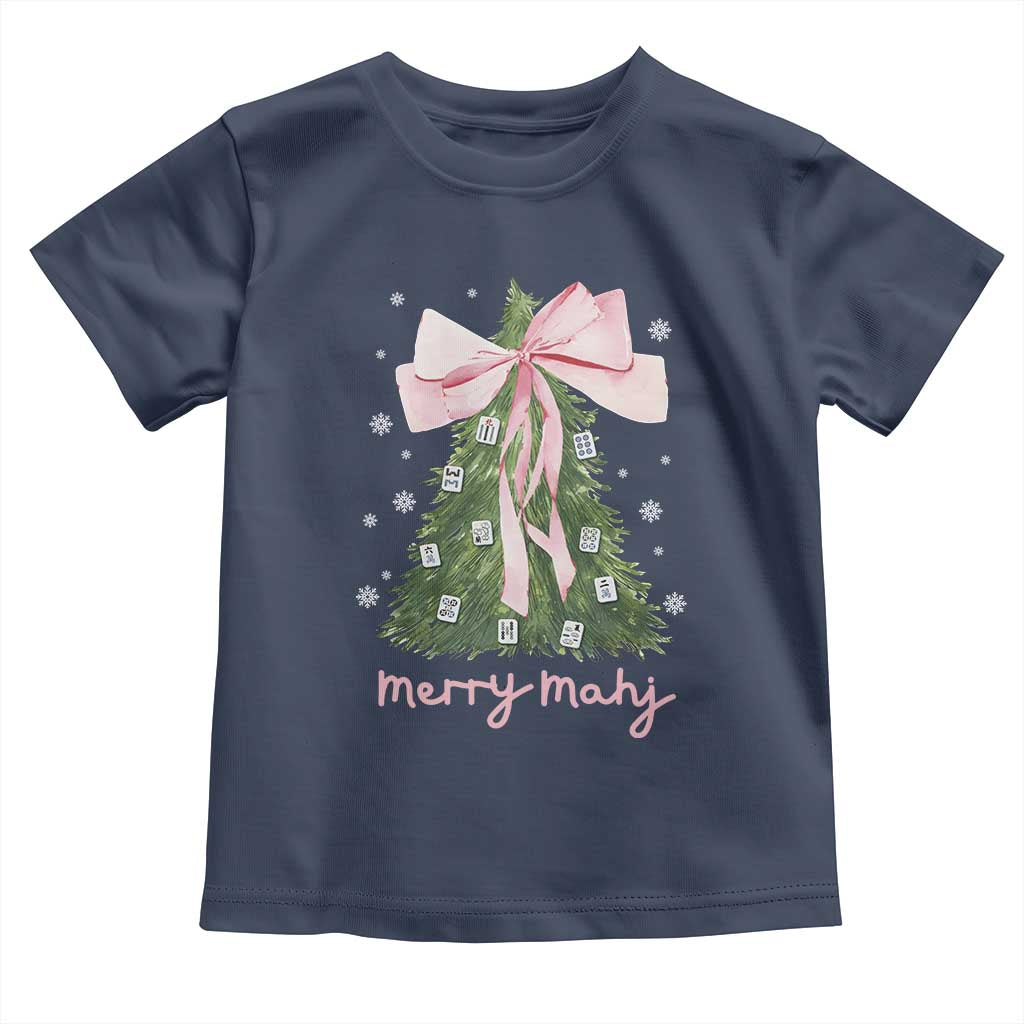 Funny Christmas Mahjong Toddler T Shirt Merry Mahj Xmas Tree Gambling Chinese Game TS11 Navy Print Your Wear