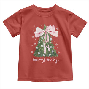 Funny Christmas Mahjong Toddler T Shirt Merry Mahj Xmas Tree Gambling Chinese Game TS11 Red Print Your Wear