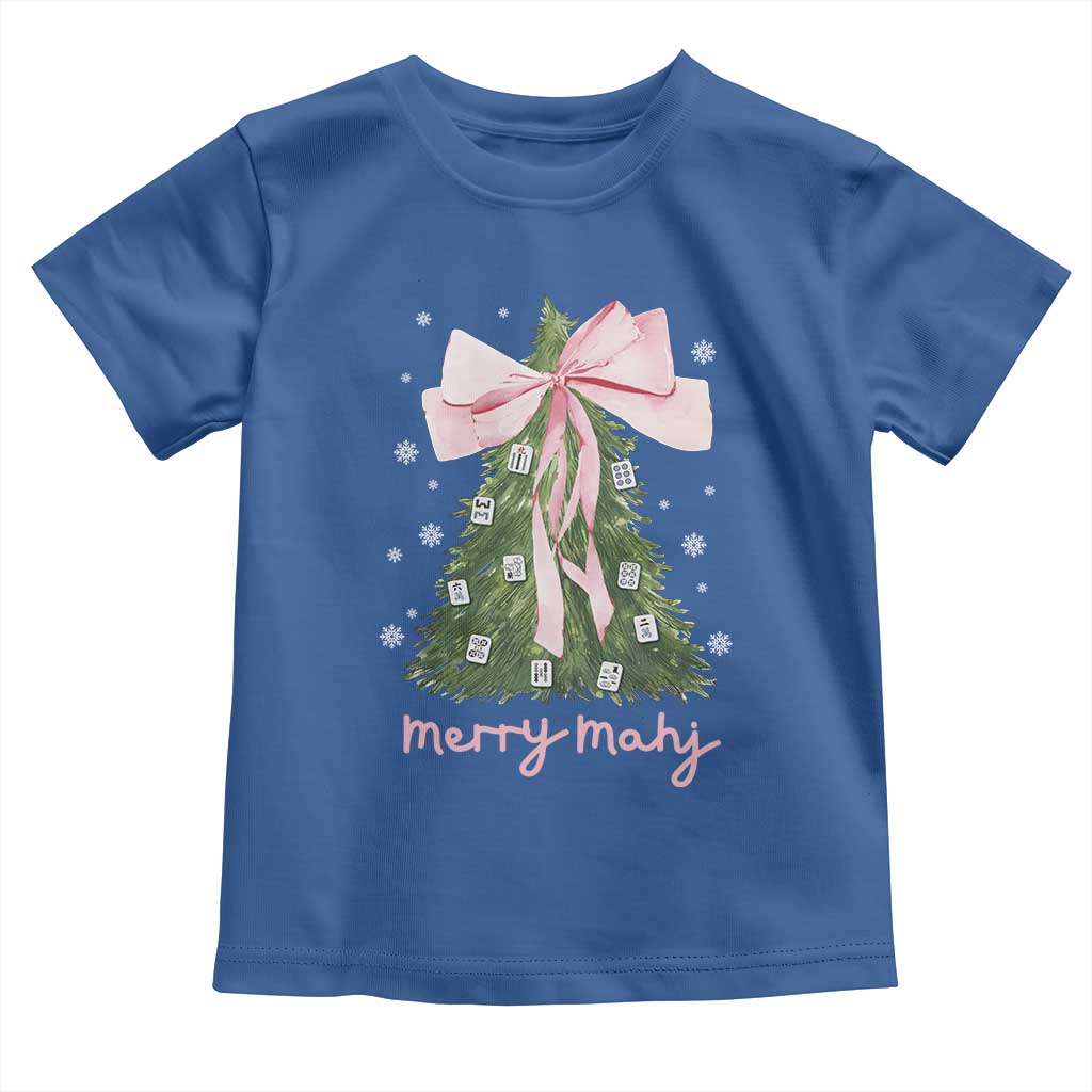 Funny Christmas Mahjong Toddler T Shirt Merry Mahj Xmas Tree Gambling Chinese Game TS11 Royal Blue Print Your Wear