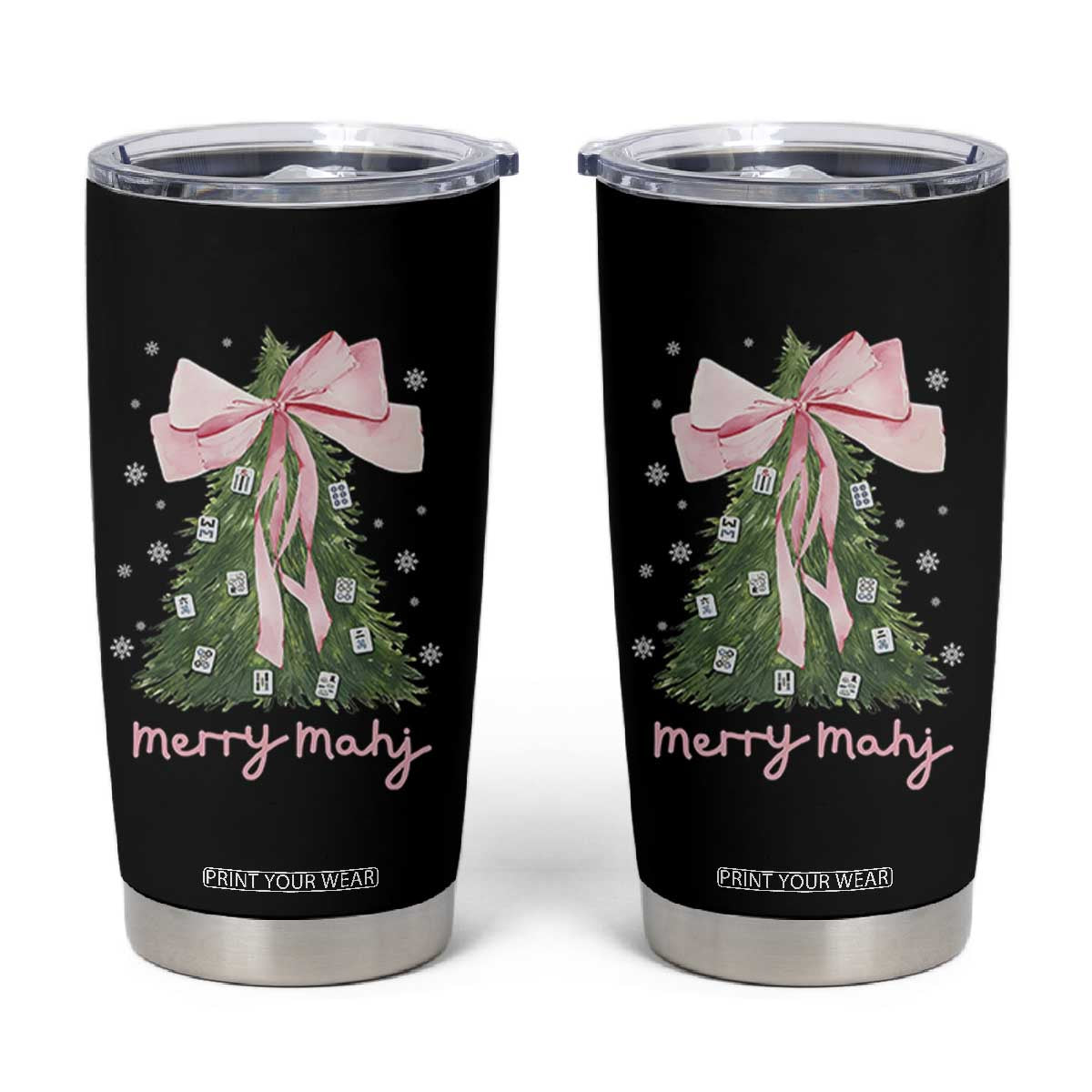 Funny Christmas Mahjong Tumbler Cup Merry Mahj Xmas Tree Gambling Chinese Game TS11 Black Print Your Wear