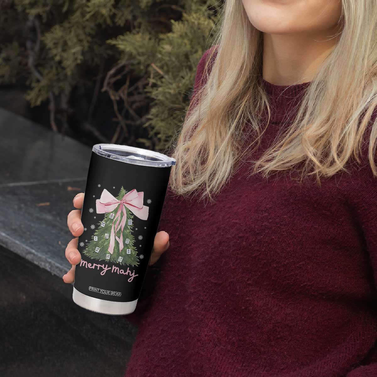 Funny Christmas Mahjong Tumbler Cup Merry Mahj Xmas Tree Gambling Chinese Game TS11 Print Your Wear